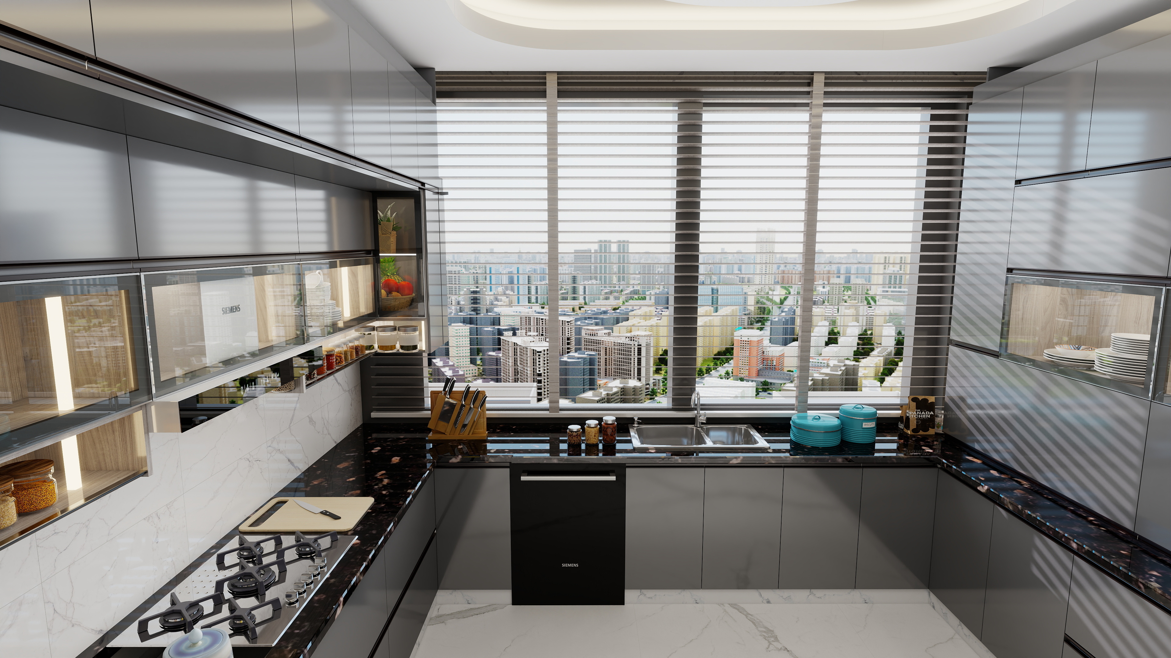 Handleless kitchen cabinetry